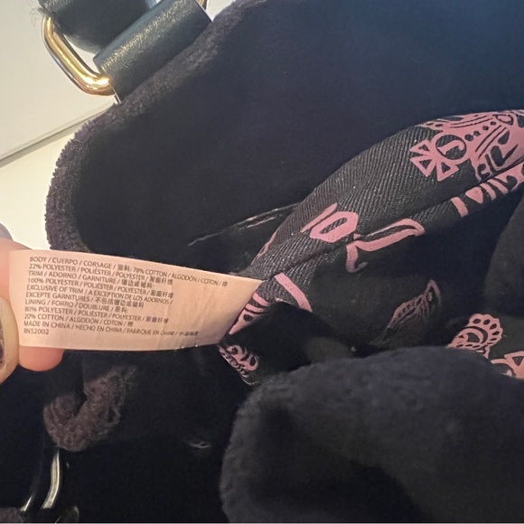 Vintage Black JUICY COUTURE Purse Velour Y2K Shoulder Bag Satchel - Picture 10 of 14